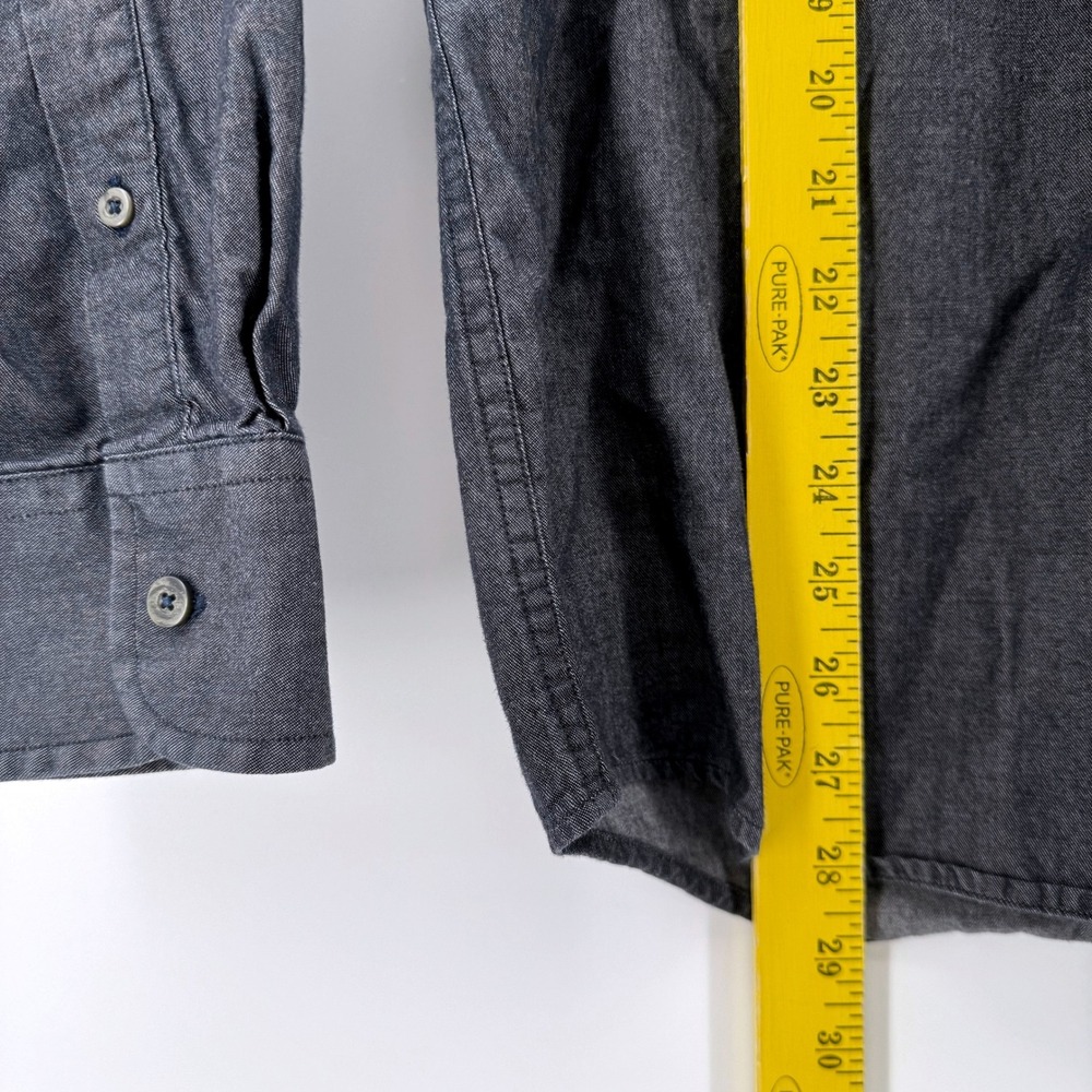 UNTUCKit Button Down Shirt Large Tall Regular Gray Cotton Chambray Long Sleeve - Picture 6 of 7